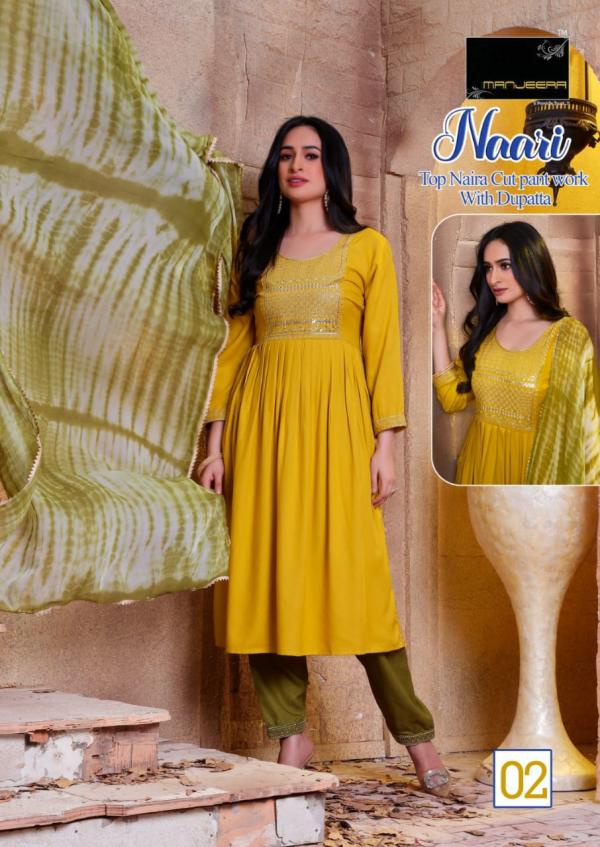 Manjeera Naari Fancy Rayon Kurti With Bottom Dupatta Collection